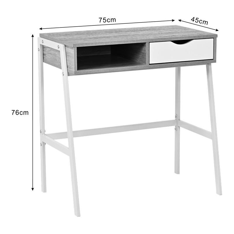 Birou cu raft Rezio, Pako World, Alb, 75x45x76 cm