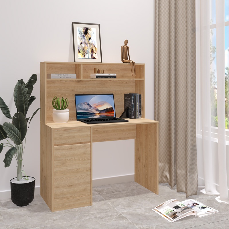 Birou cu raft Secreta, Pako World, Nuc, 110x50x135 cm - 1 | YEO