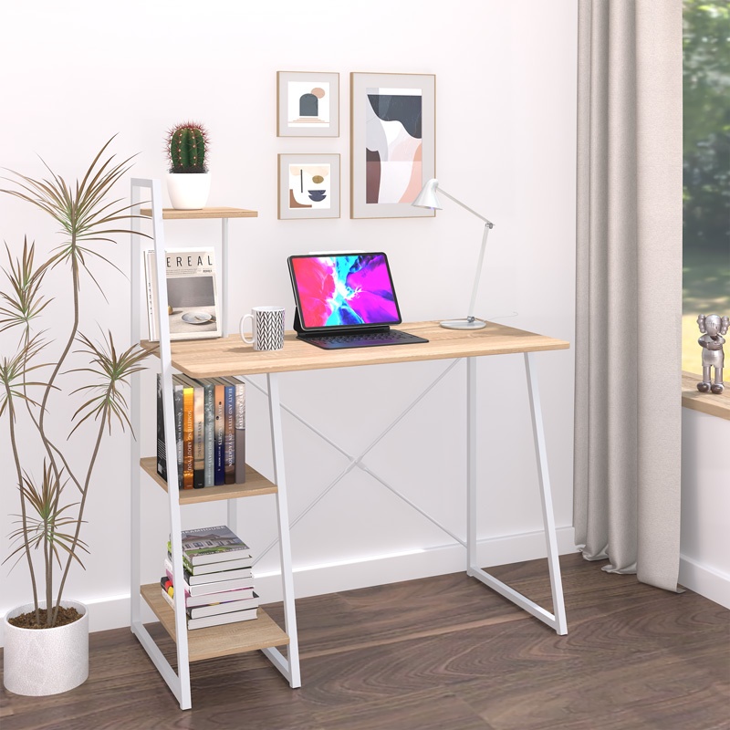 Birou cu rafturi Deckstor, Pako World, Alb, 102x50x117 cm - 1 | YEO