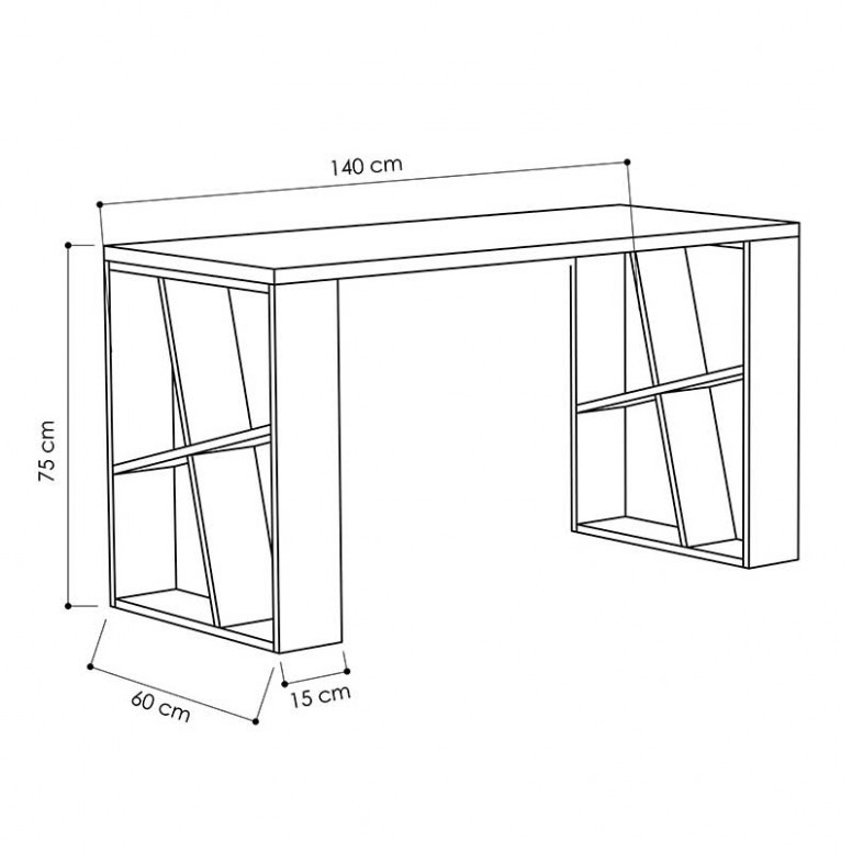Birou Honey Oak Alb 140x60x75 cm