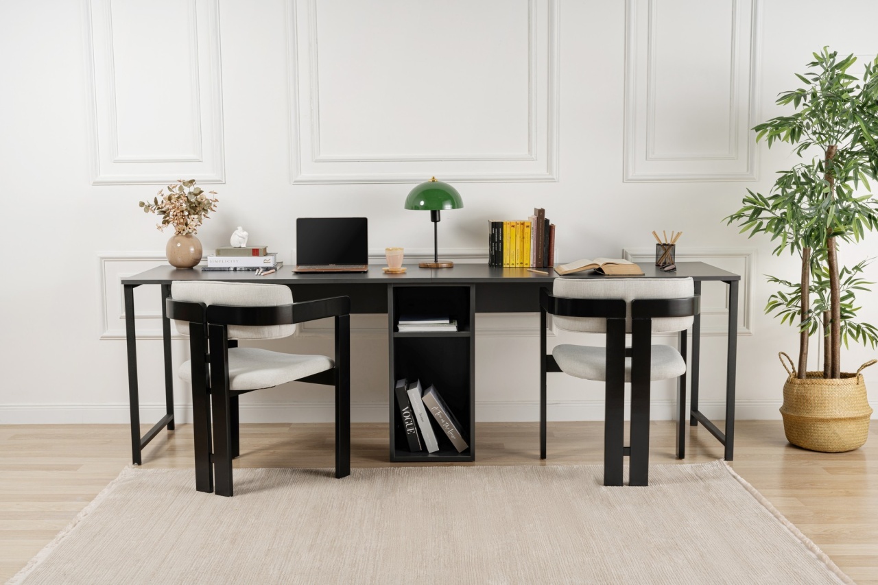 Birou Twin Study Desk Antracit - 2 | YEO