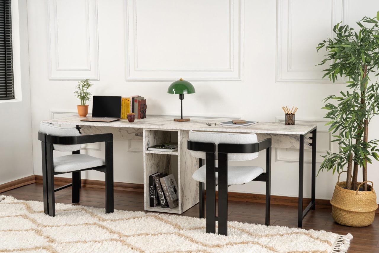Birou Twin Study Desk Galben - 1 | YEO