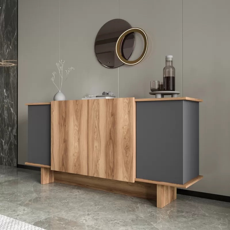Bufet Aramos, Pako World, Antracit-Stejar, 180x45x80 cm - 3 | YEO