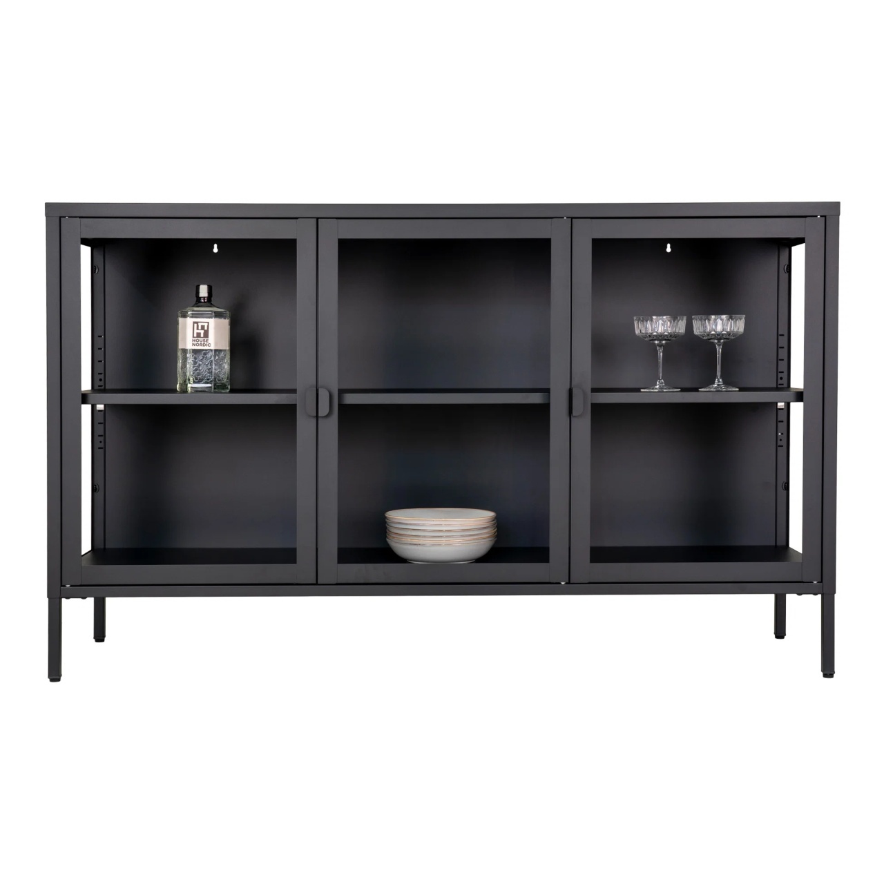 Bufet Brisbane, Negru, 40x140x85 cm - Imagine 4