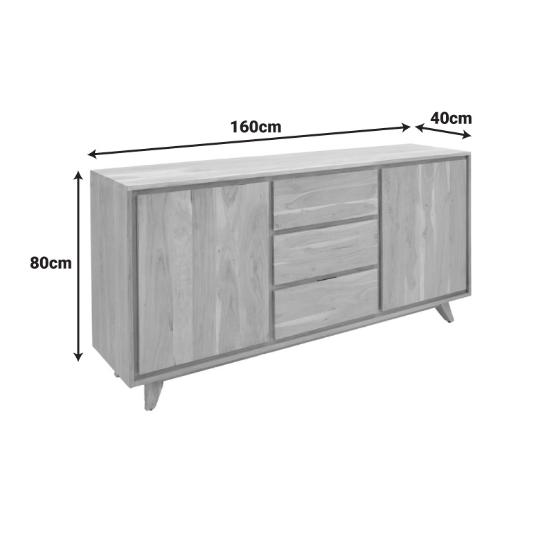 Bufet Emira, Pako World, Lemn de salcam, Natural, 160x40x80 cm - 1 | YEO