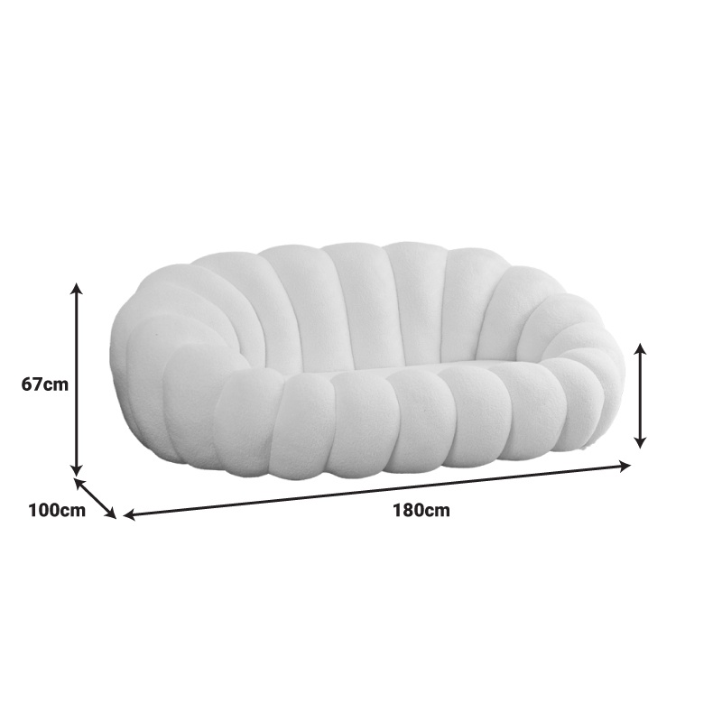 Canapea 3 locuri Margaritine bouclé alb 180x100x67 cm