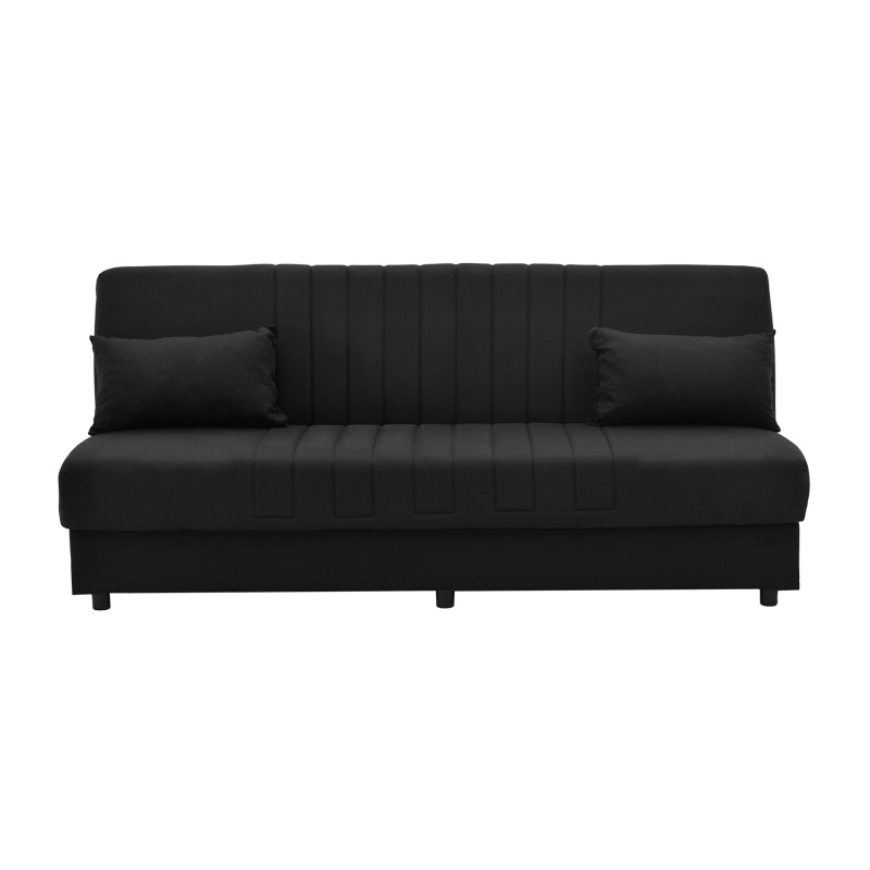 Canapea extensibila Romina 3 locuri cu spatiu de depozitare tesatura negru 190x85x90 cm - 1 | YEO