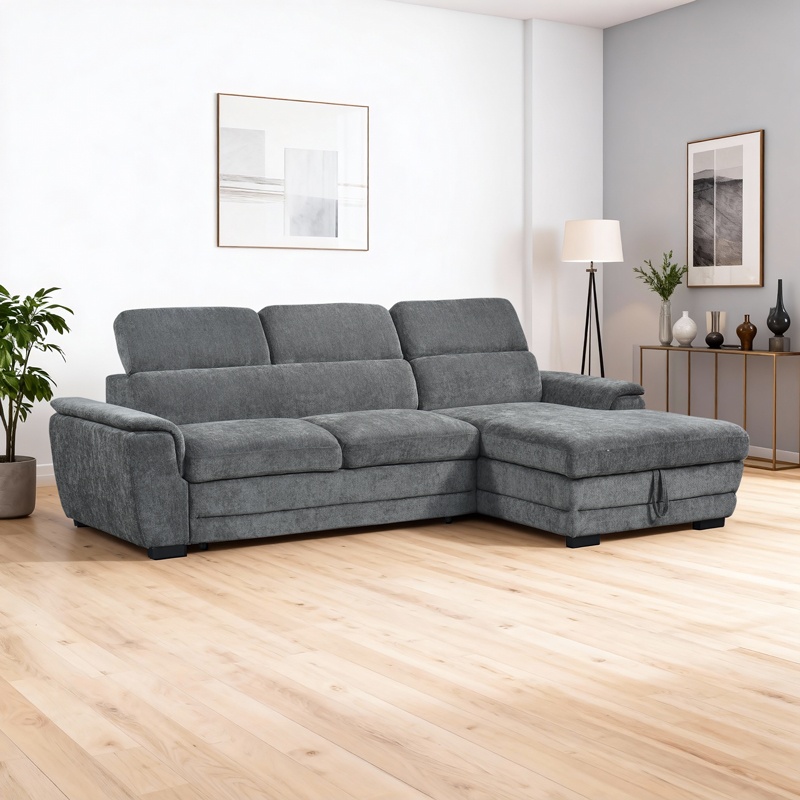 Coltar extensibil pe dreapta cu spatiu de depozitare Dreamora Antracit 167x270x82 cm