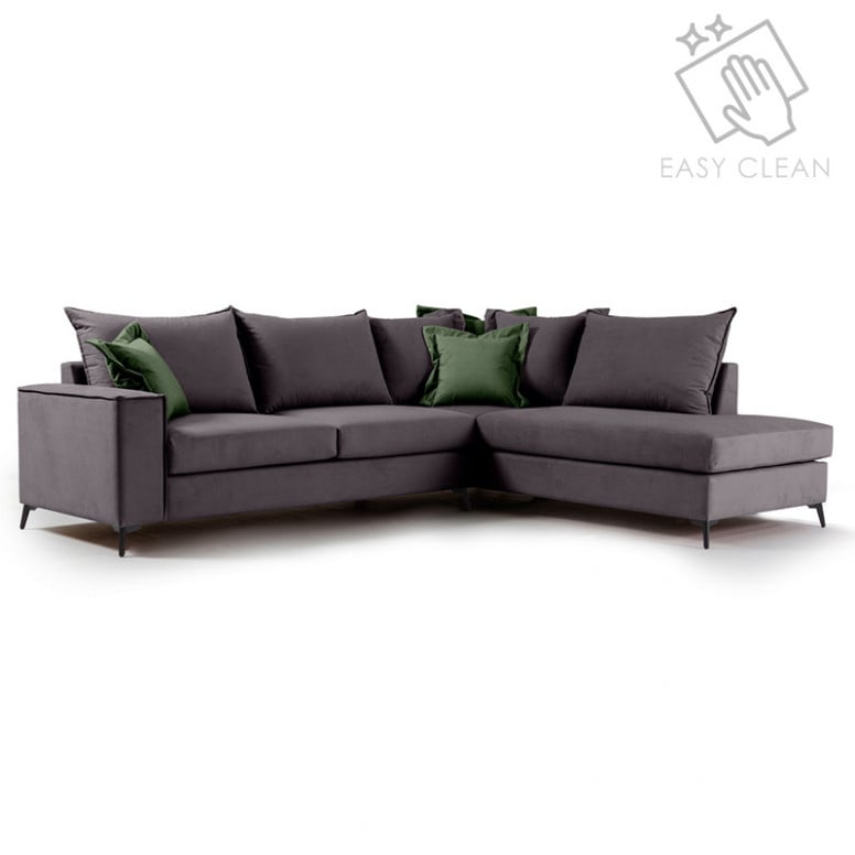 Coltar Stanga Boston Gri Inchis - Verde Inchis 290x235x95 cm