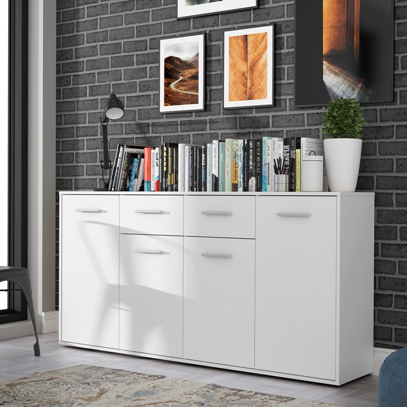 Comoda Drepen melamina alb 162.3x34.2x81.7 cm - 1 | YEO