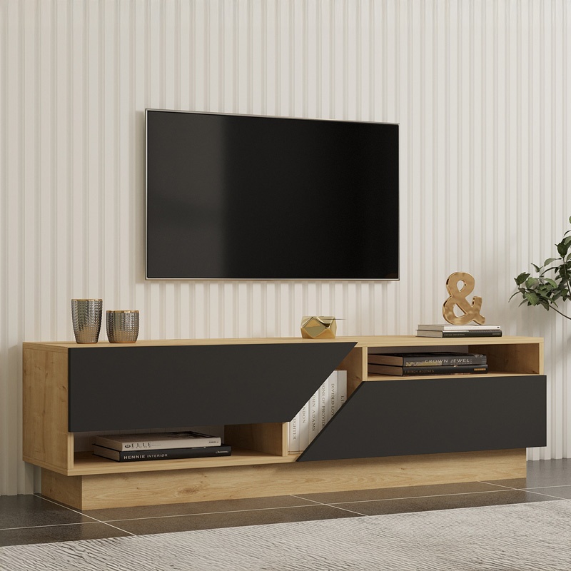 Comoda TV Cogo, Pako World, Nuc-Antracit, 160x40x45 cm - 1 | YEO