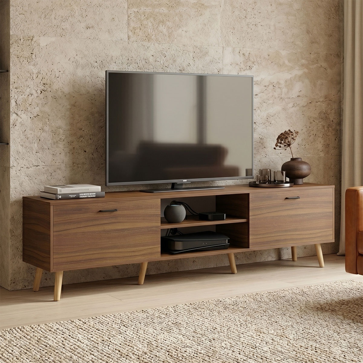 Comoda TV Gorna Pako Nuc 180x35x48.6 cm