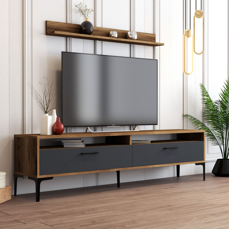 Comoda TV Istanbul - Walnut, Antracit - 1 | YEO