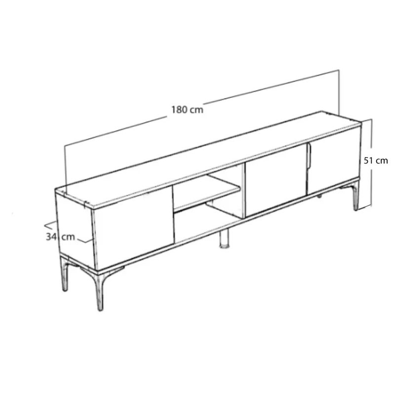 Comoda TV Kowel melaminat alb - stejar 180x34x51cm - 2 | YEO