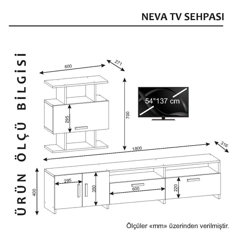 Comodă TV Neva, Alb - 4 | YEO