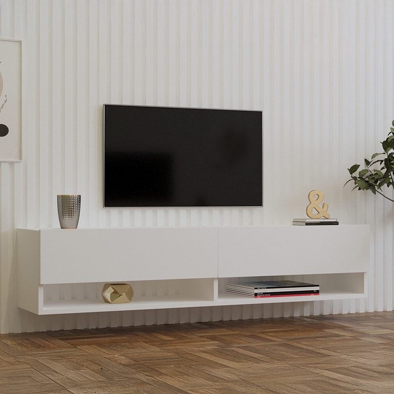 Comoda TV suspendata Melosa, Pako World, Alb, 141x30x31 cm - 1 | YEO