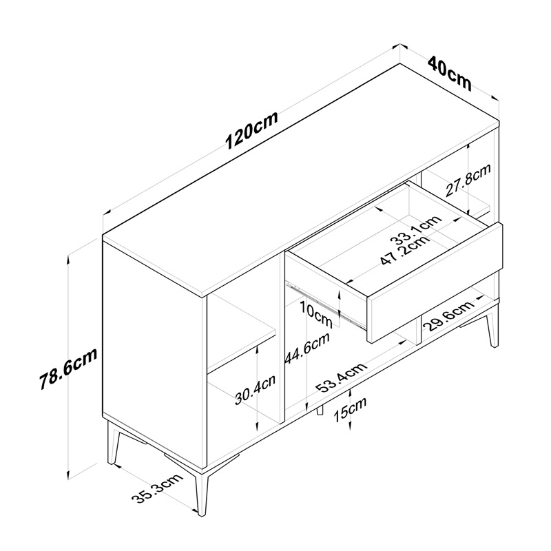 Comoda TV Ubron Pako World Alb 120x40x78.6 cm