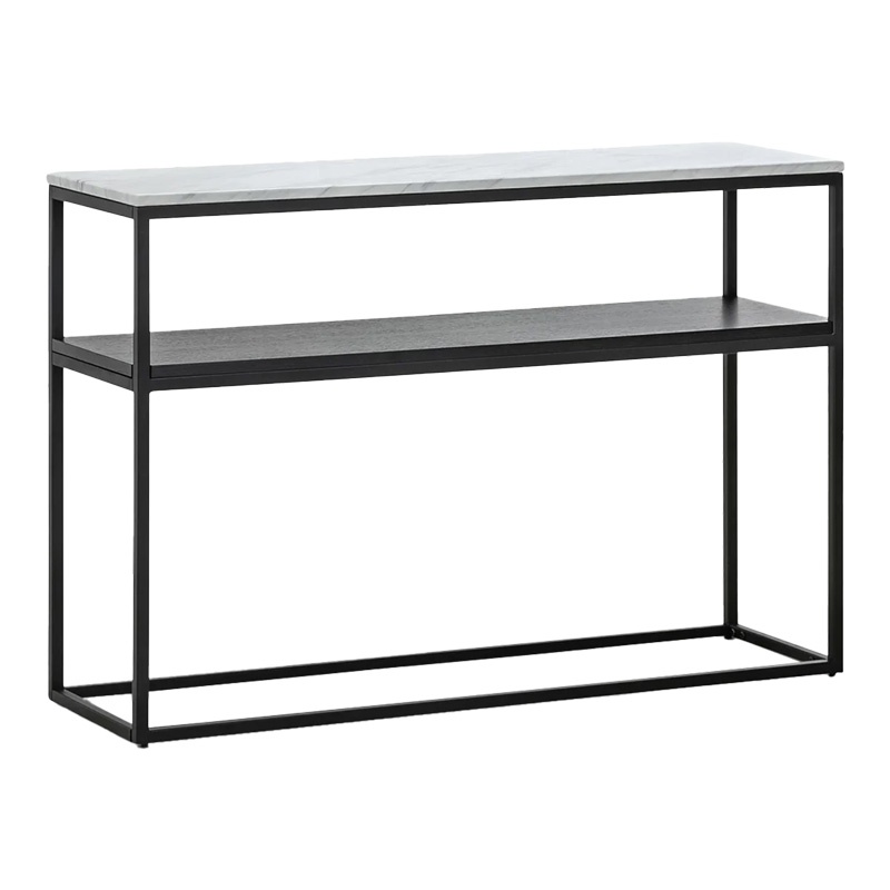 Consola Castel I, Pako World, Aspect marmura Alb-Negru, 120x35x80 cm