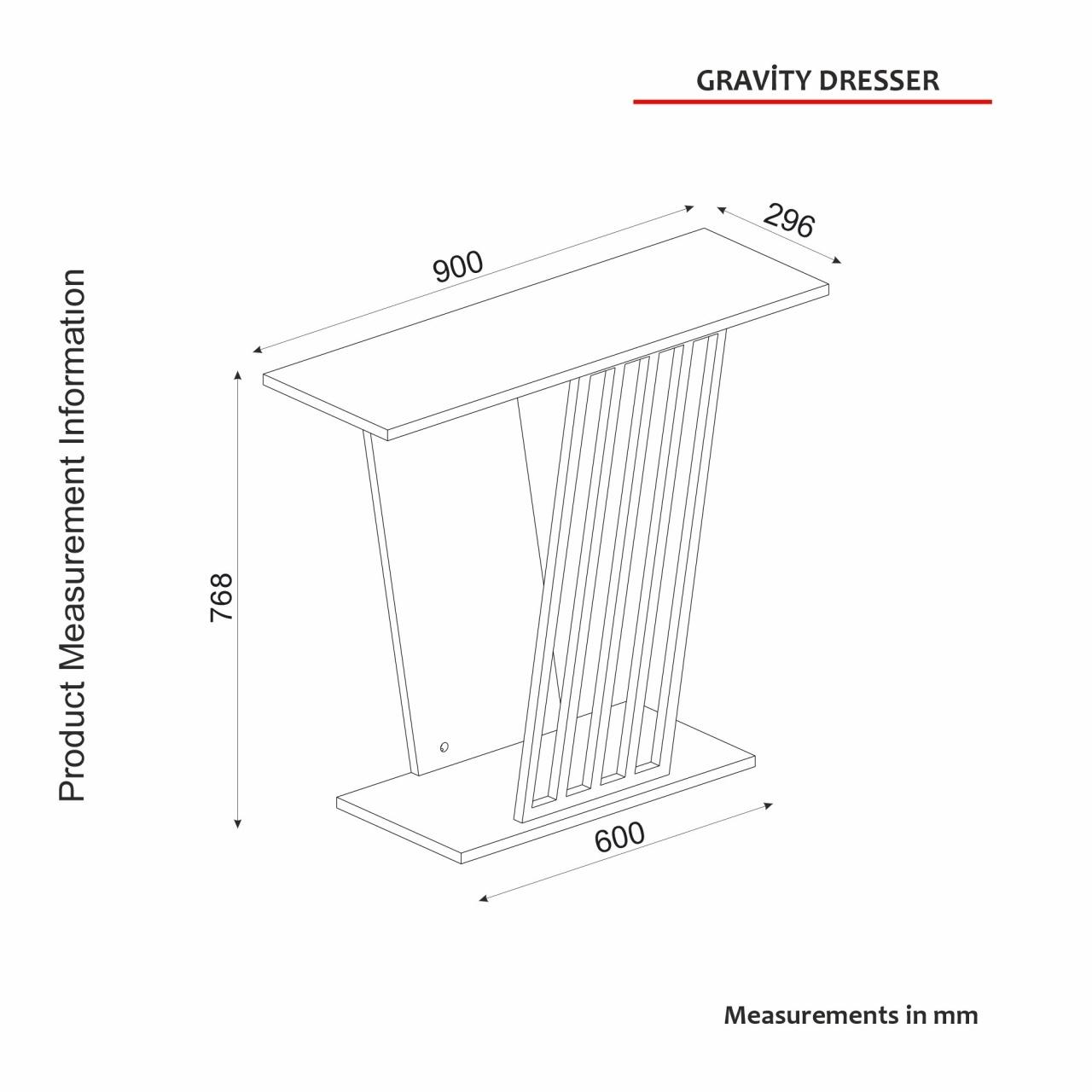 Consola Gravity Negru 90x76.8x29.6 cm