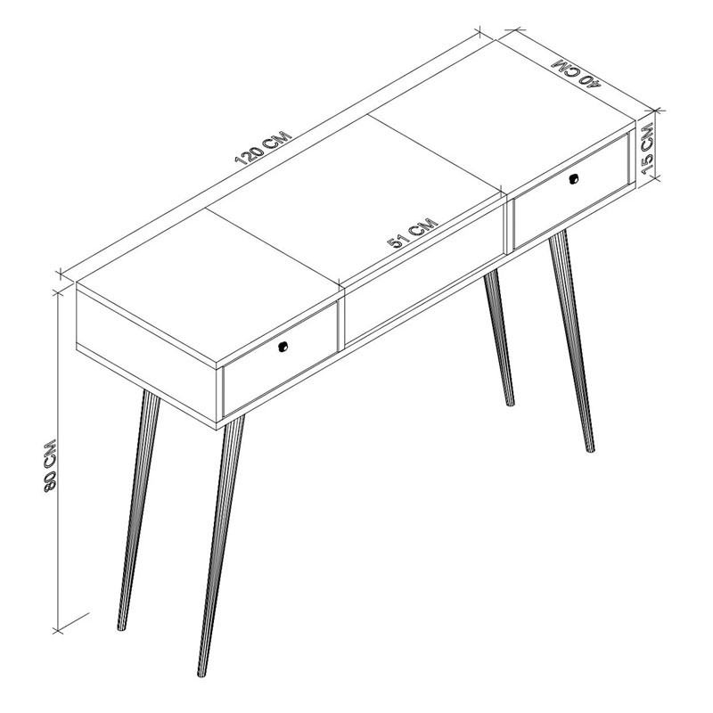 Consola Harlo melaminata alb 120x40x80cm