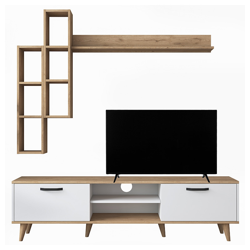 Consola TV Celty culoare lemn natural - alb 180x35x48.5m