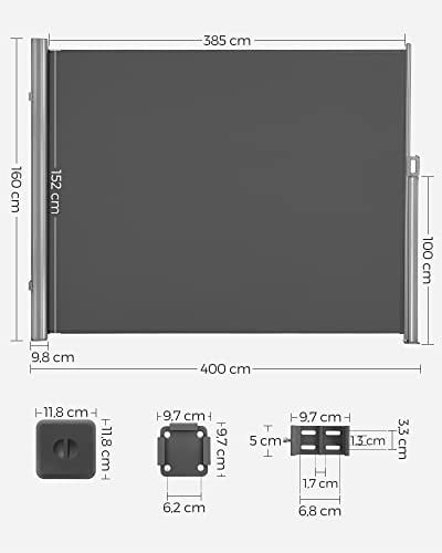 Copertina solara laterala, Songmics, Gri, 160x400 cm