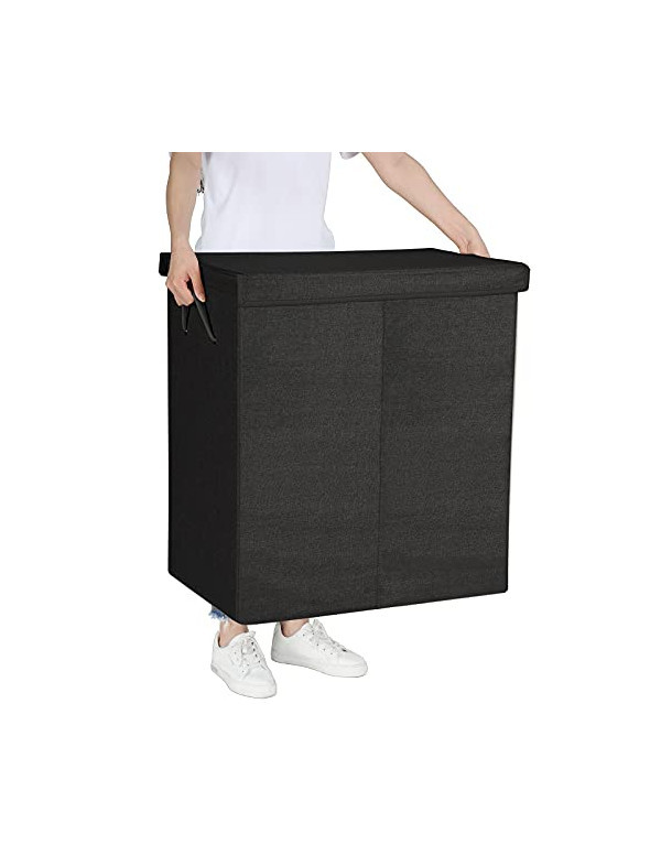 Cos de rufe, Songmics, LCB02BK, Negru, 142 L, 37 x 36 x 66 cm