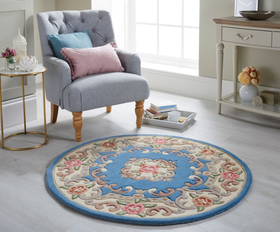 Covor Aubusson Albastru 120X120 cm, rotund, Flair Rugs