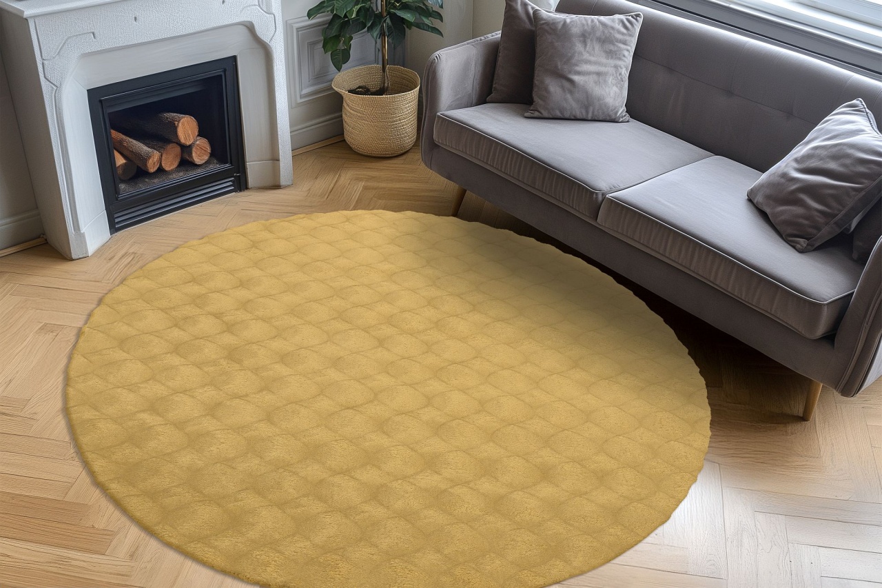Covor rotund Diamond Cut Galben inchis 200x200 cm - 2 | YEO