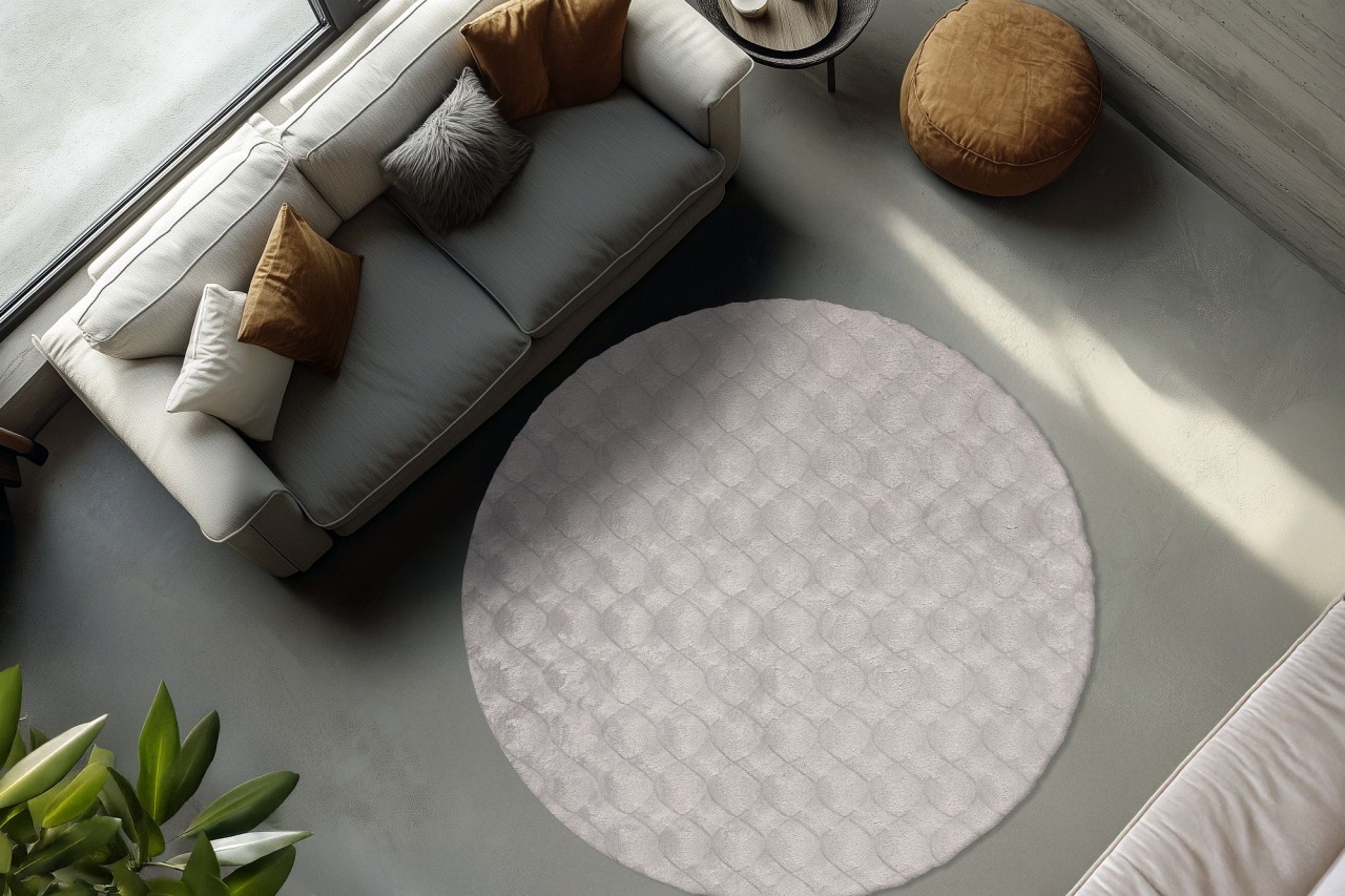Covor rotund Diamond Cut Gri 200x200 cm - 3 | YEO