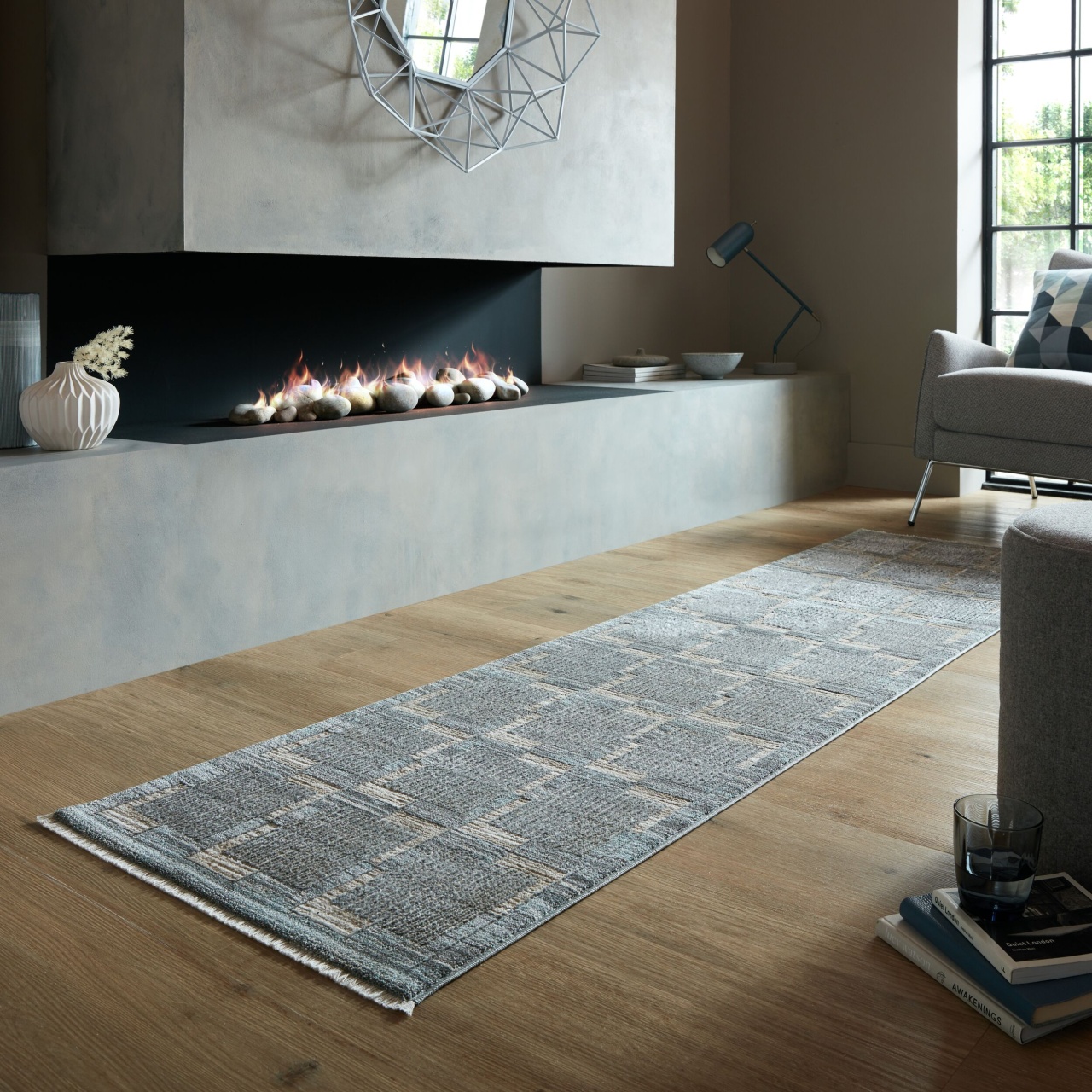 Covor traversa Evelyn Blocks Natural 66X300 cm, Flair Rugs