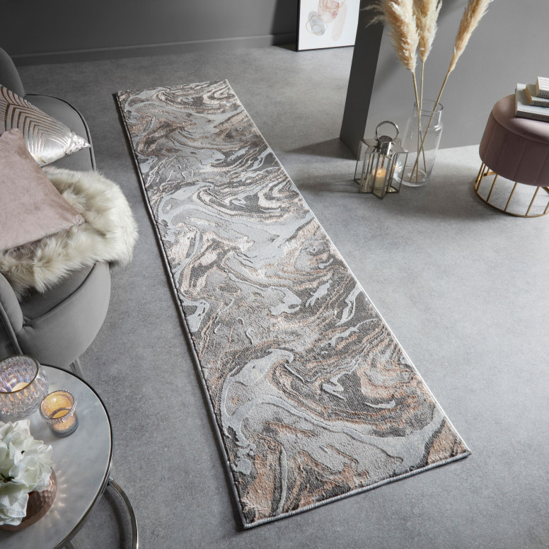 Covor traversă Marbled Roz Pal 60X230 cm, Flair Rugs