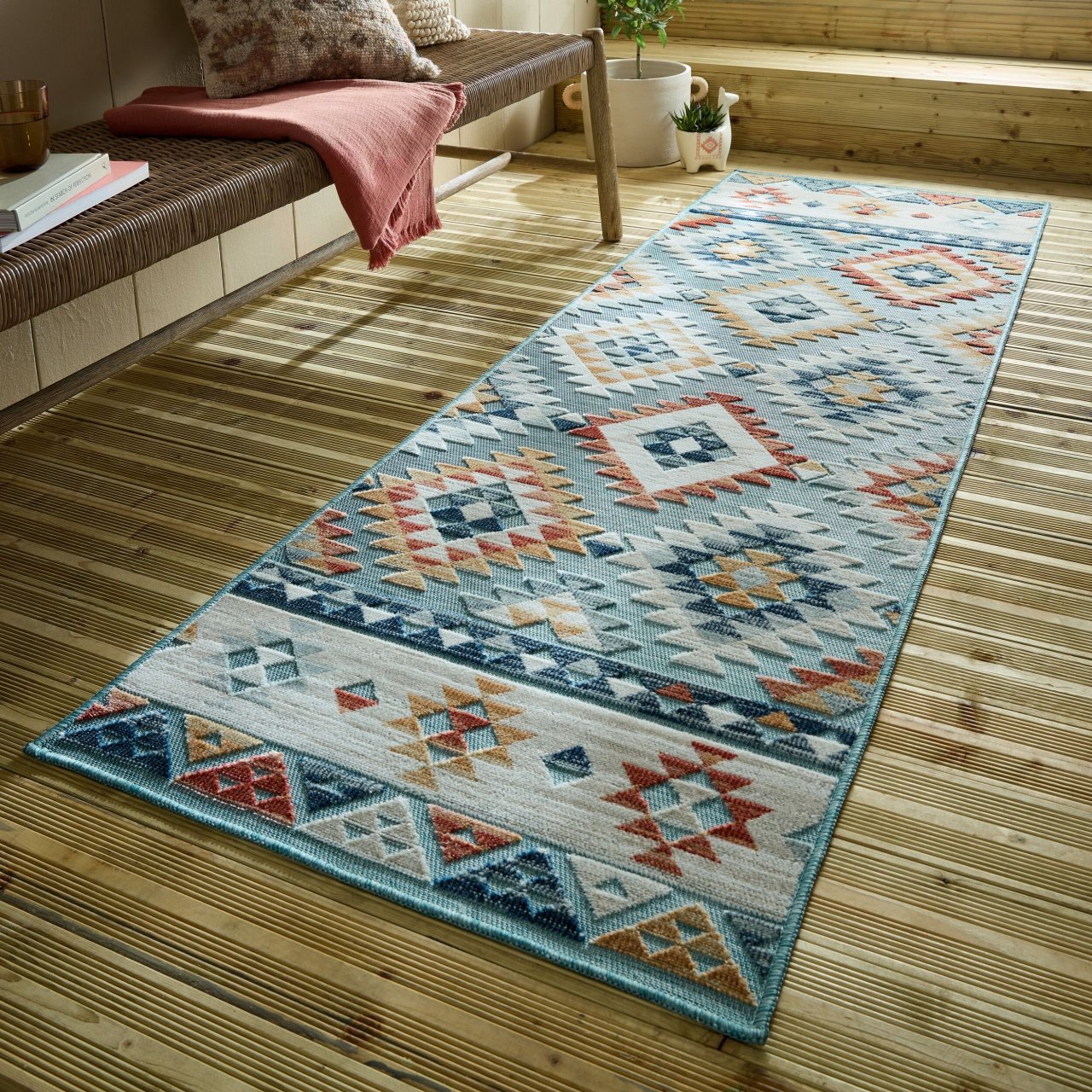 Covor traversa Plaza Avery Albastru 80X230 cm, Flair Rugs