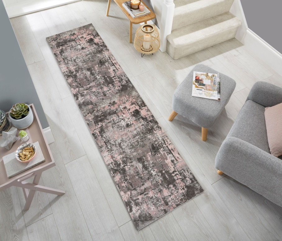 Covor traversă Wonderlust Gri/Roz 80X300 cm, Flair Rugs