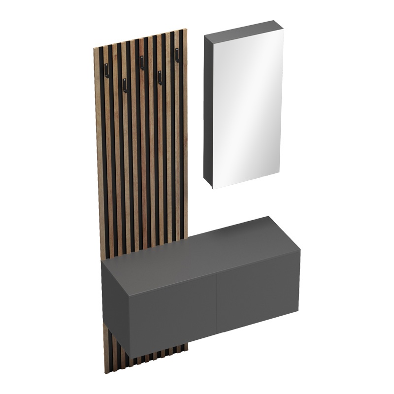 Cuier cu oglinda Arika Maro 100x37.1x199.5 cm - 4 | YEO
