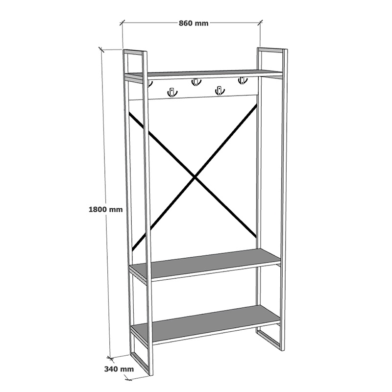 Cuier Levento Antracit 88x34x180 cm