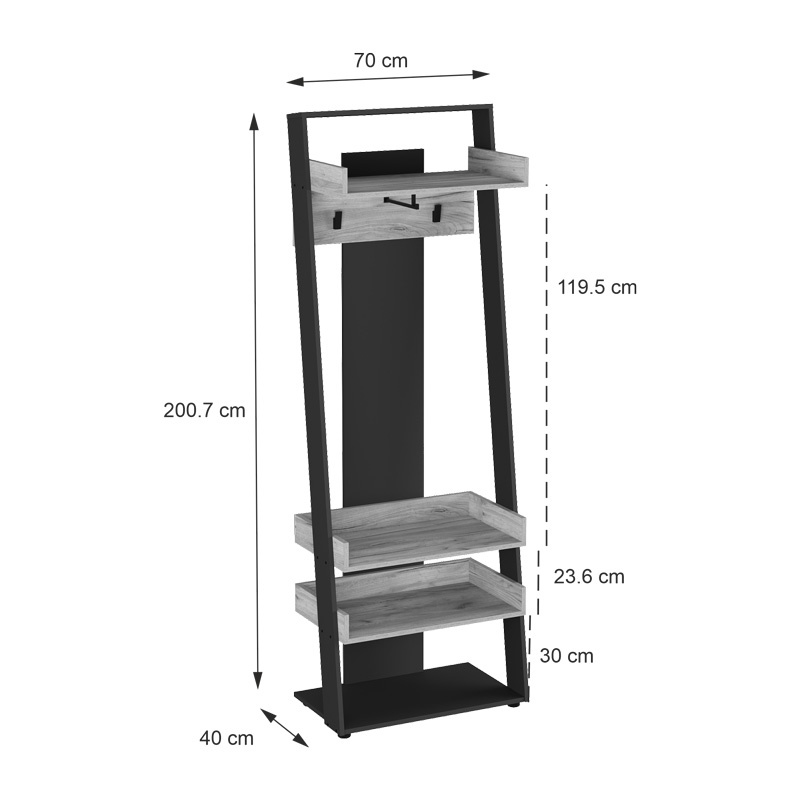 Cuier Sciove Antracit 70x40x200 cm - 4 | YEO