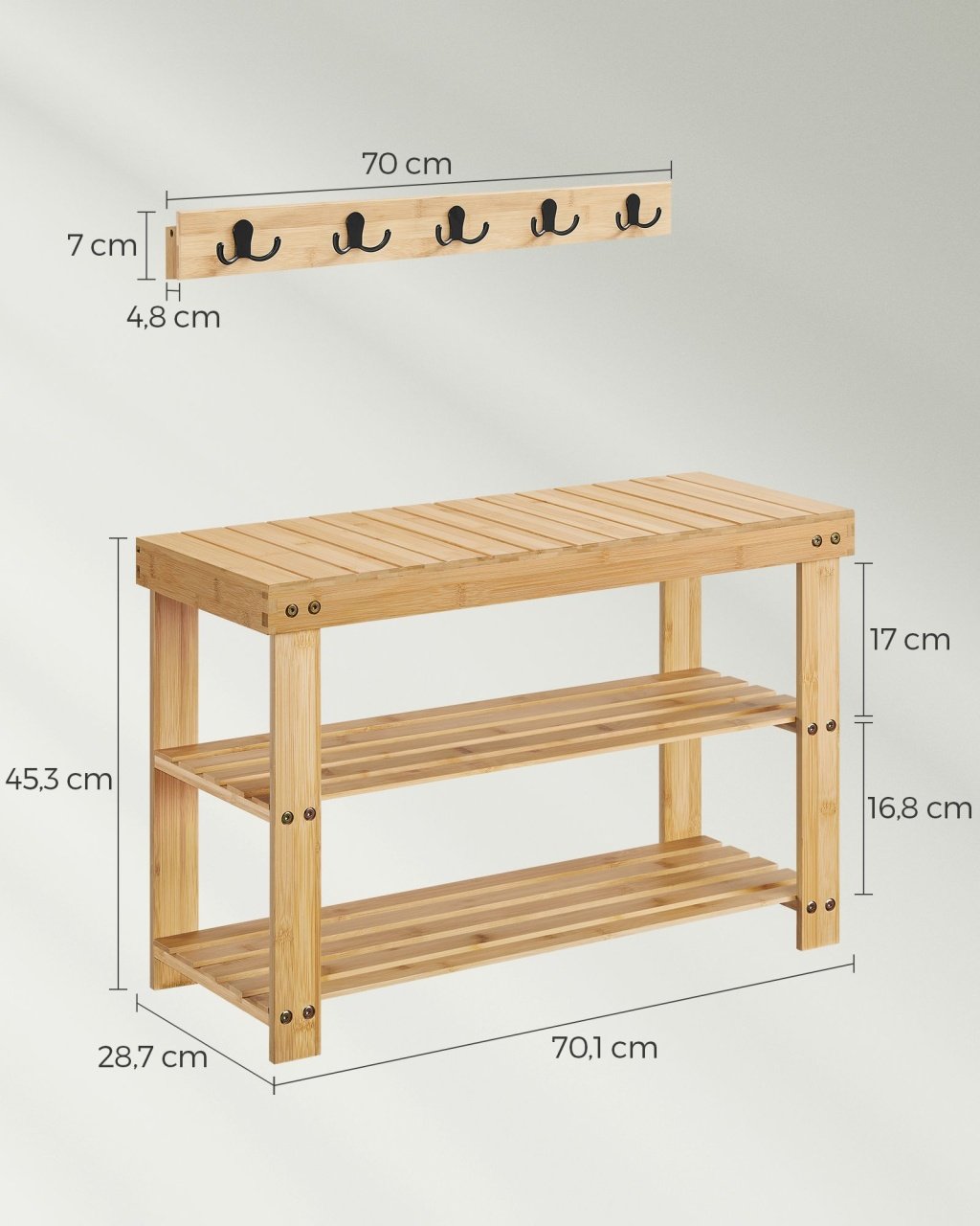 Cuier Songmics Bej 70x28.7x52.3 cm