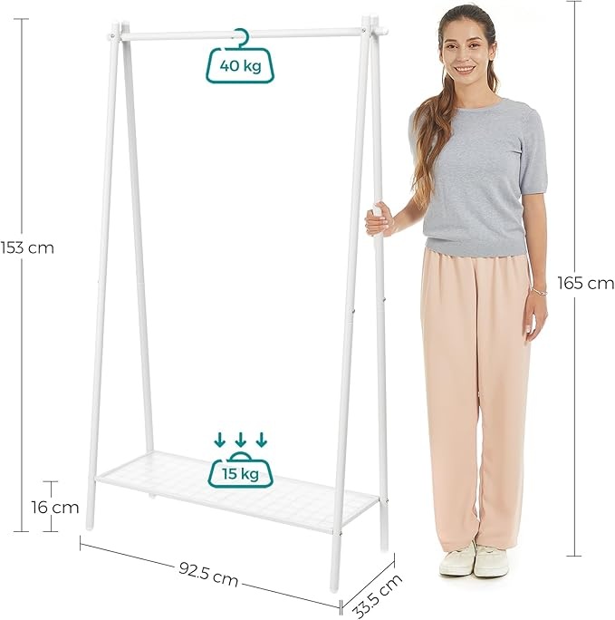 Cuier stander Alb Songmics 92.5x33.5x153 cm
