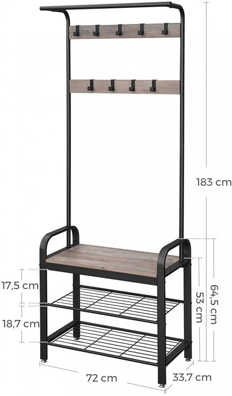 Cuier Vasagle, 183x72x33.7cm - 4 | YEO