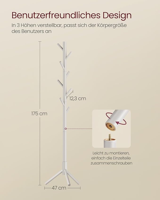 Cuier Vasagle Bej 47x47x175 cm