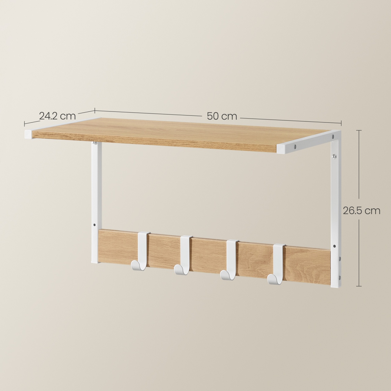 Cuier Vasagle, LCR830W09, Natural, 50 x 24.2 x 26.5cm