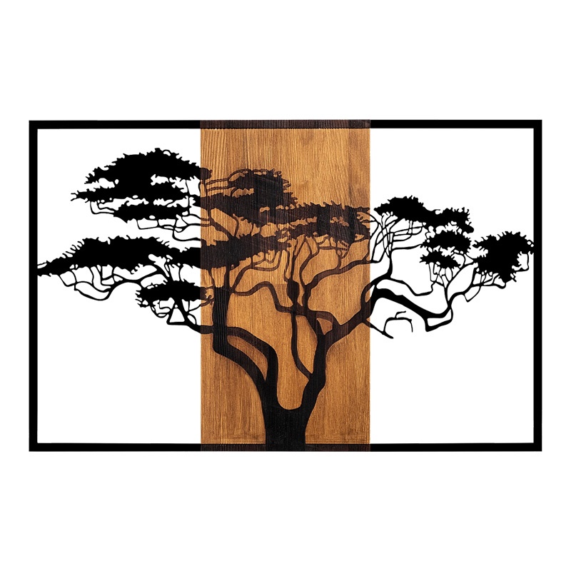 Decoratiune de perete Merzo, Pako World, Lemn de pin, Natural, 90x3x58 cm