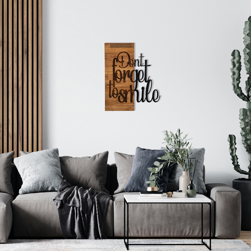 Decoratiune de perete Smiley, Pako World, Lemn de pin, Natural, 47x3x58 cm - 1 | YEO