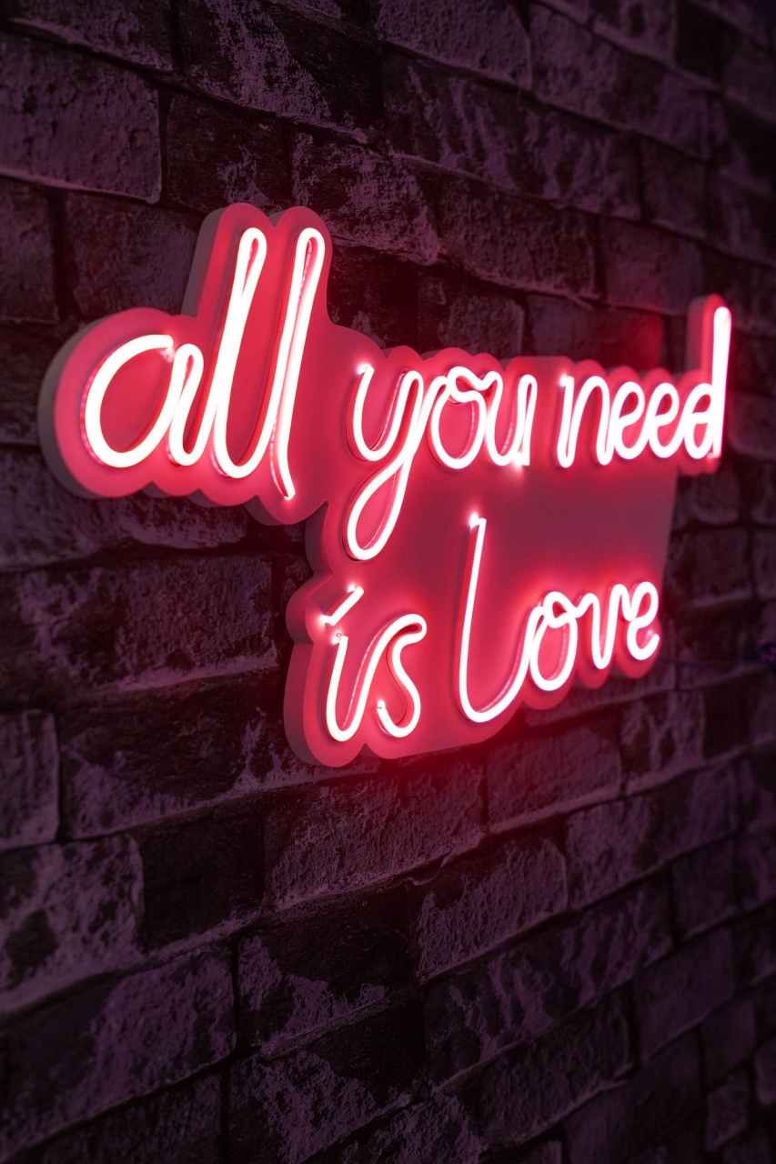 Decoratiune luminoasa LED de perete All You Need is Love Rosu 32x60x2 cm - 1 | YEO