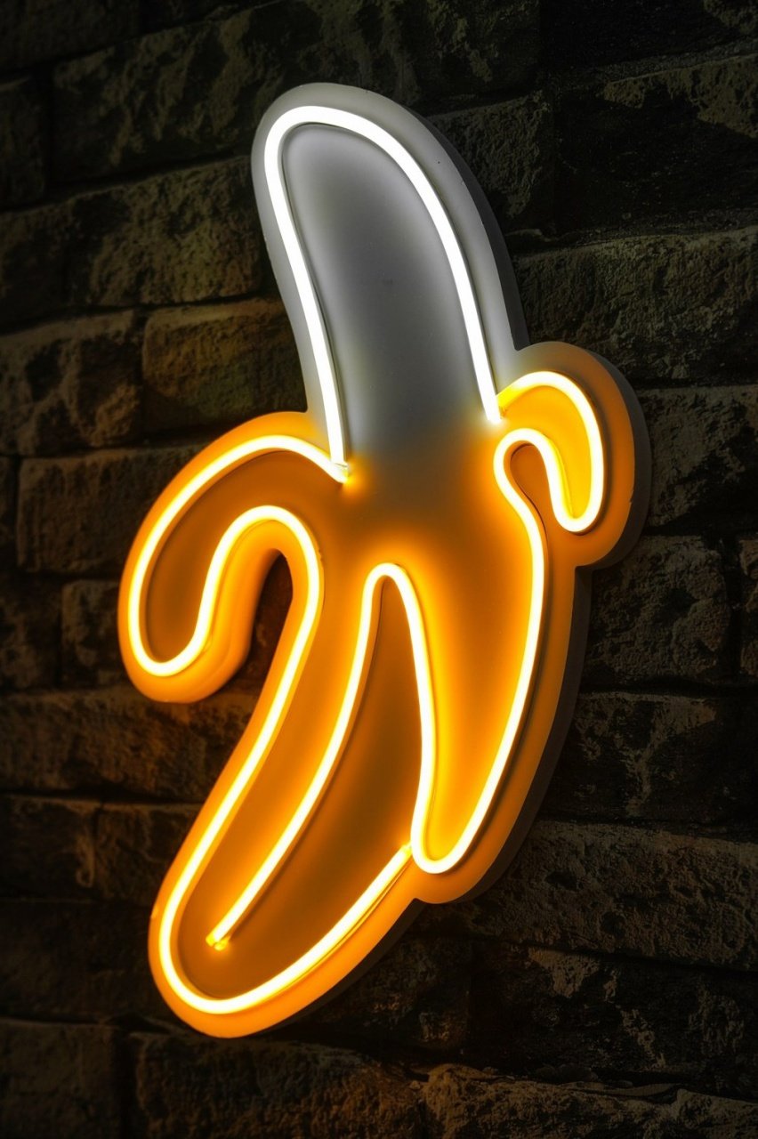 Decoratiune luminoasa LED de perete Banana Galben 30x40x3 cm