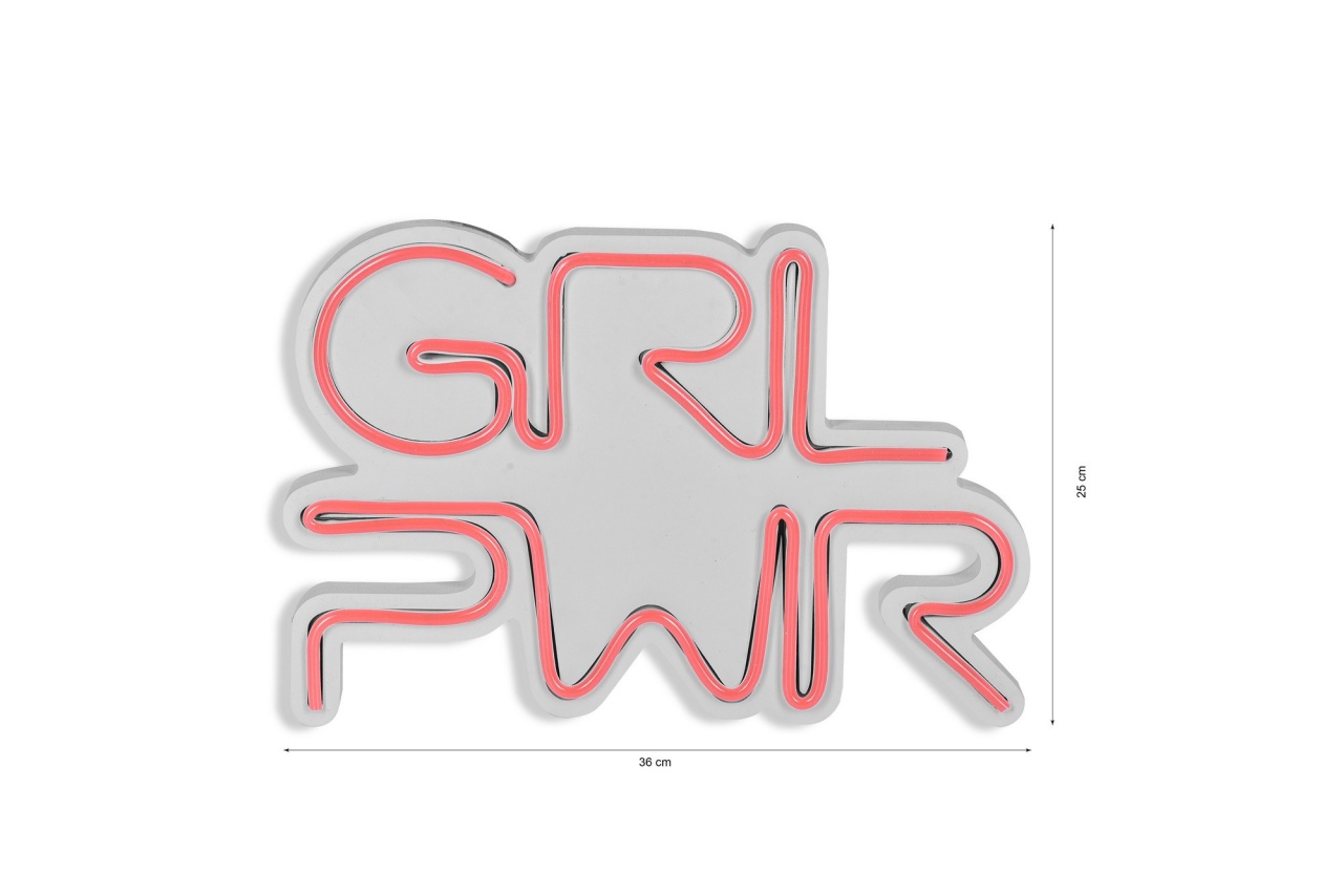 Decoratiune luminoasa LED de perete Girl Power Roz 36x25x2 cm