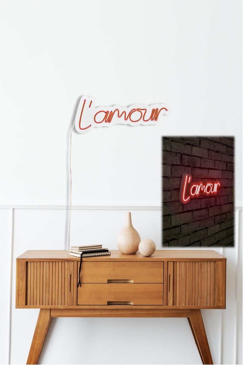 Decoratiune luminoasa LED de perete L\'amour Rosu 41x18x2 cm - 3 | YEO