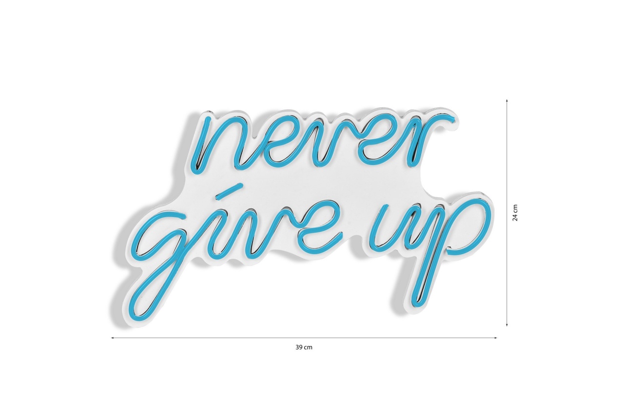 Decoratiune luminoasa LED de perete Never Give Up Albastru 39.5x23x2 cm