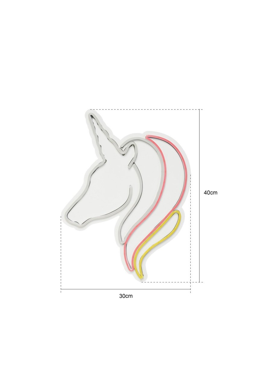 Decoratiune luminoasa LED de perete Unicorn Alb 30x40x3 cm